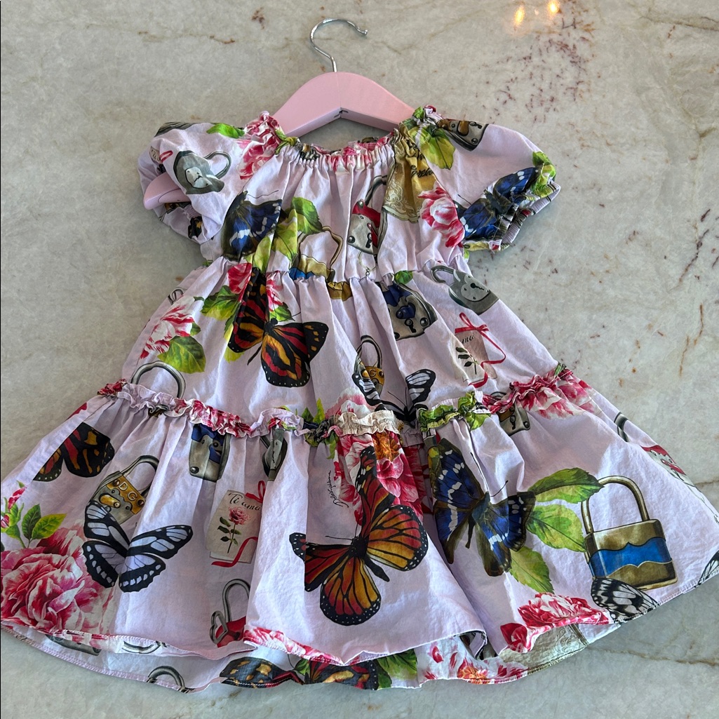 Dolce & Gabbana Kids Dress With Butterfly And Floral Design